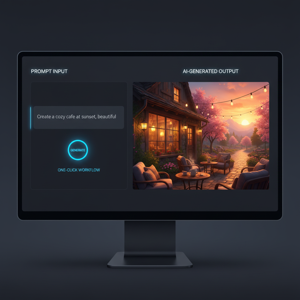 Nano Banana free no login split screen — prompt input on left, free AI image output on right
