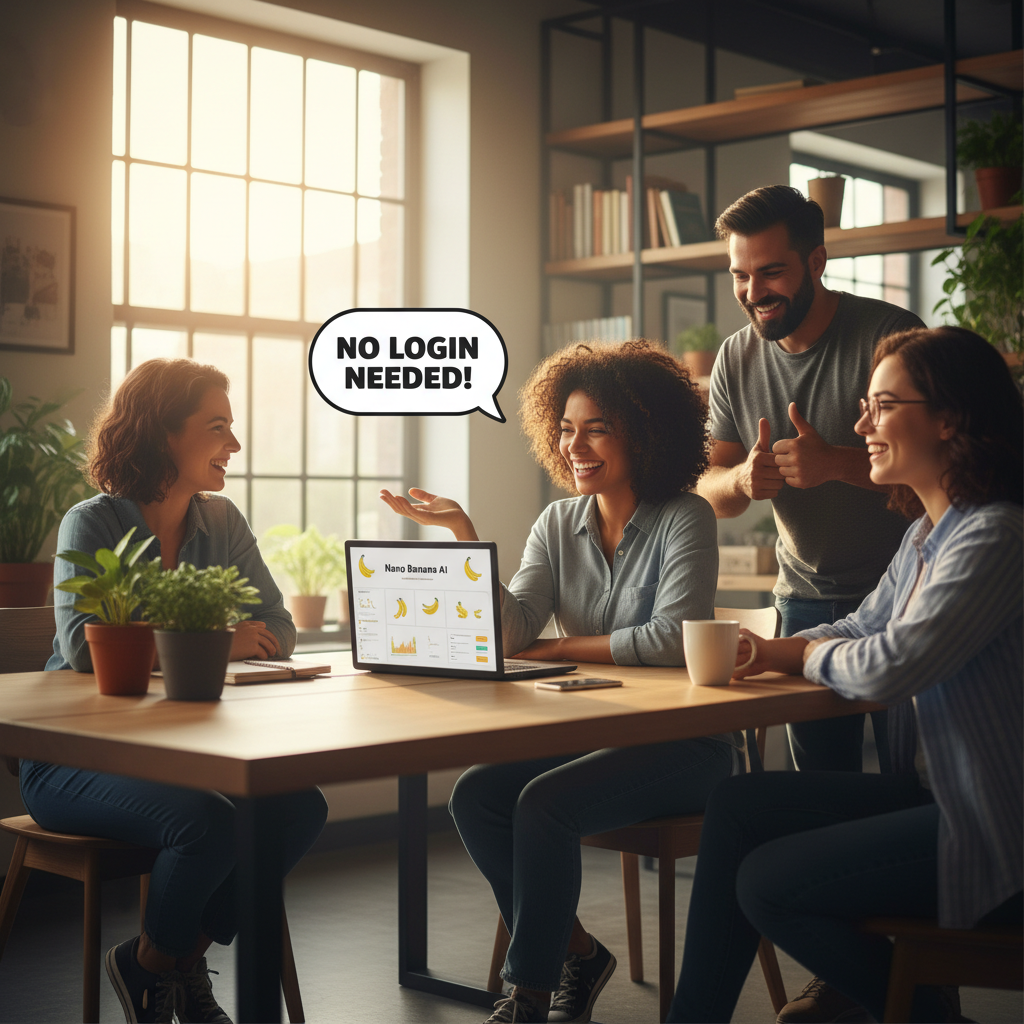 Creator using Nano Banana free no login at laptop — zero signup friction experience
