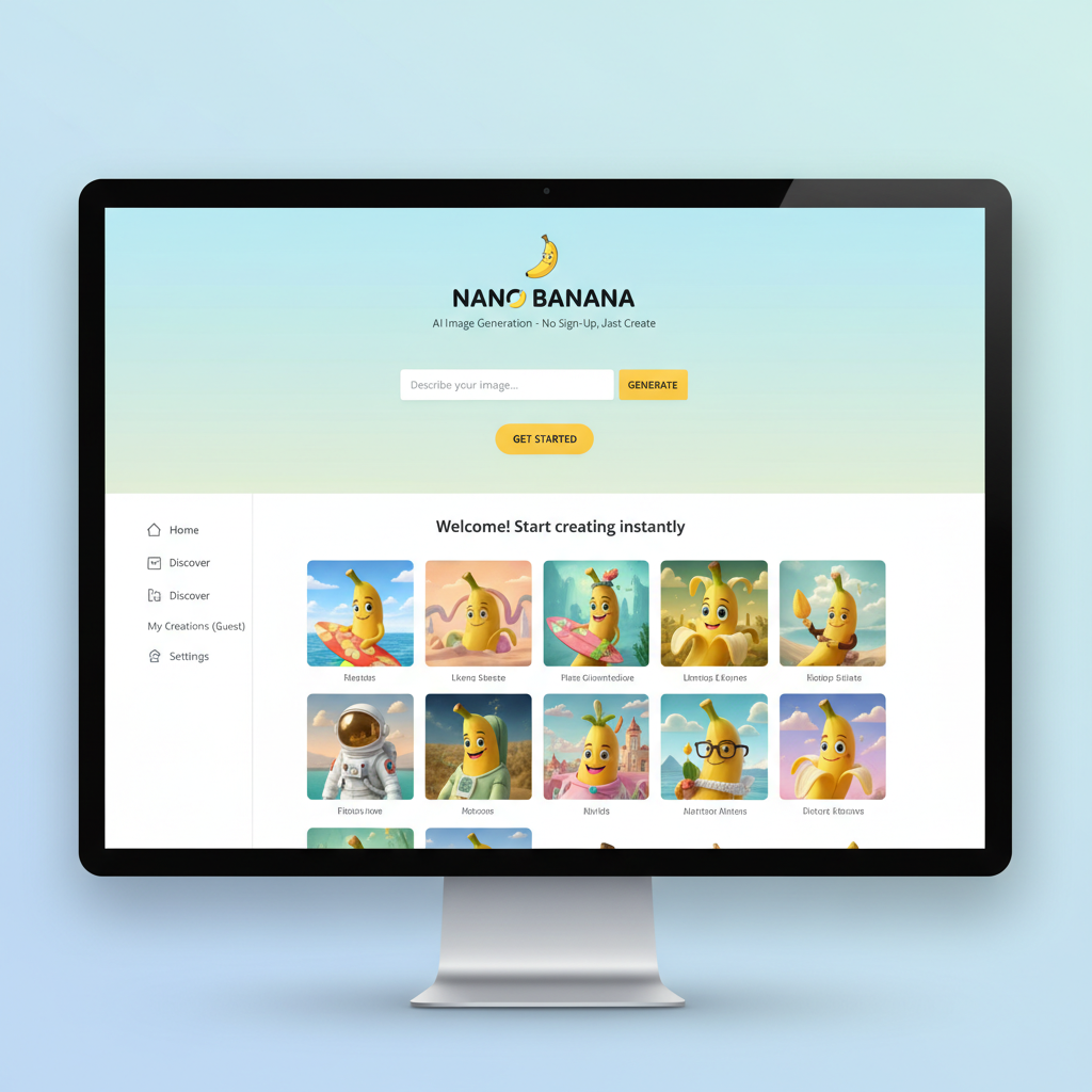 Nano Banana no sign up homepage — free AI image generator with no account required