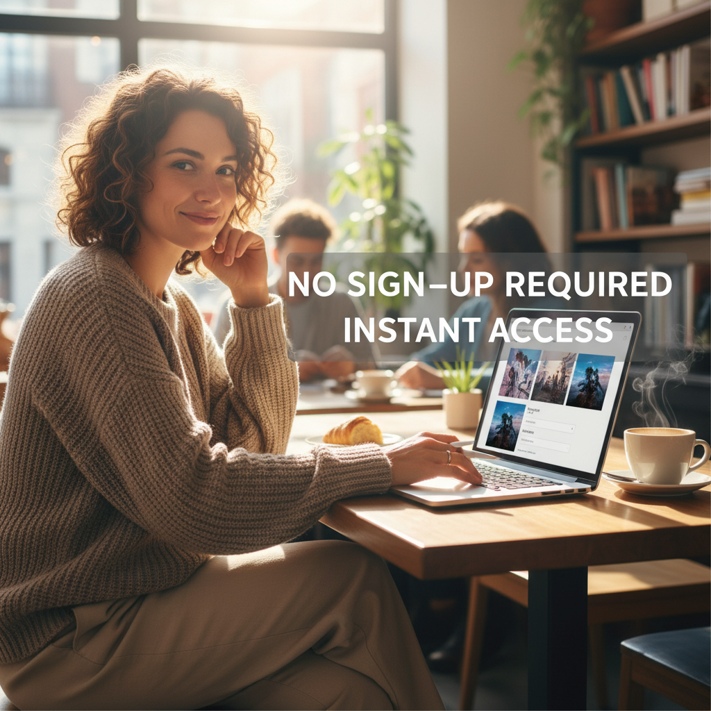 Creator using Nano Banana no sign up at laptop — free AI image generation workflow