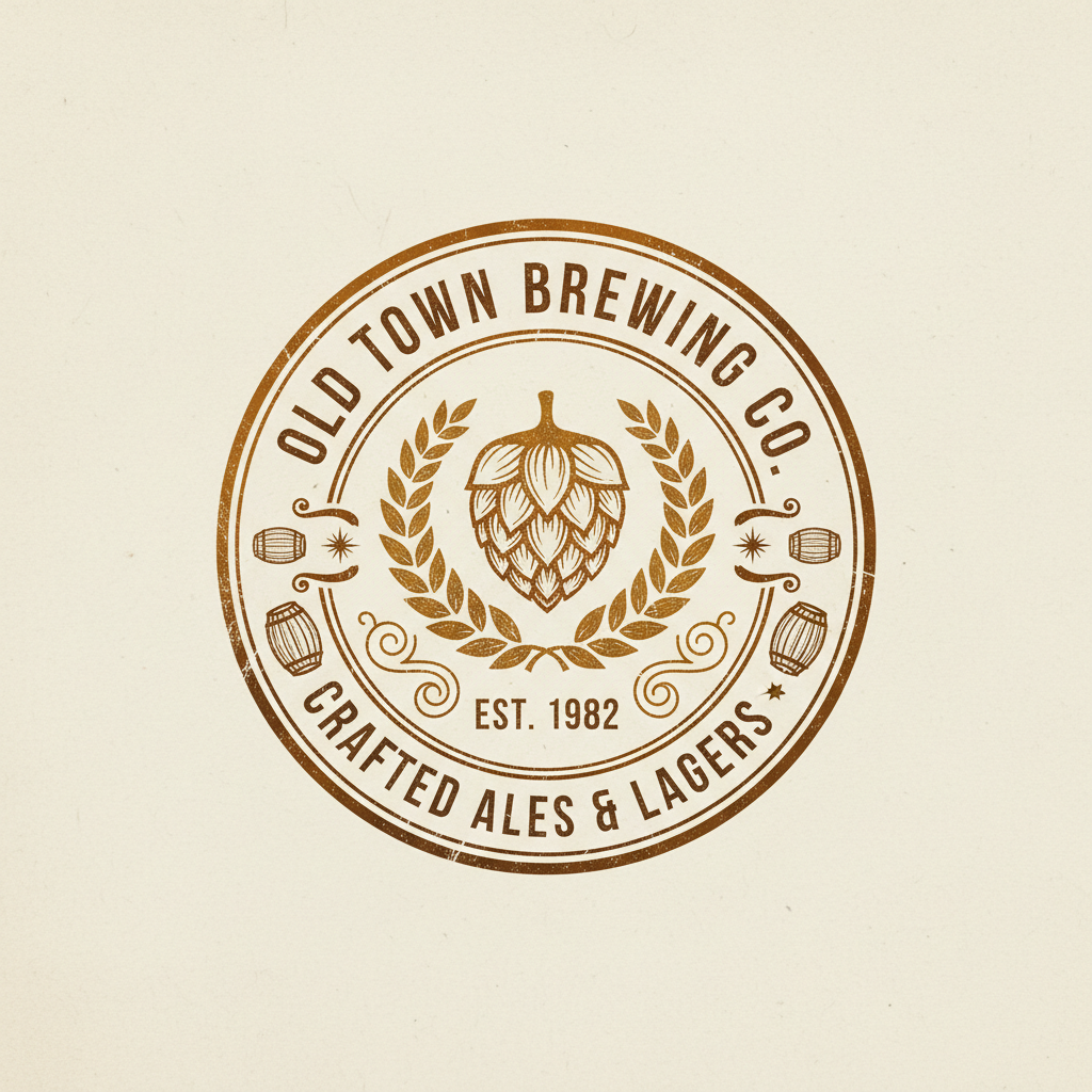 Nano Banana vintage retro badge logo with hand-drawn feel and warm amber tones