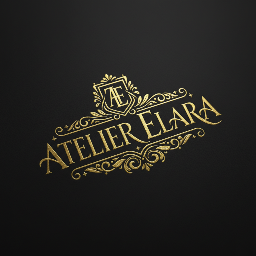 Nano Banana luxury brand logo with gold foil finish and elegant serif monogram