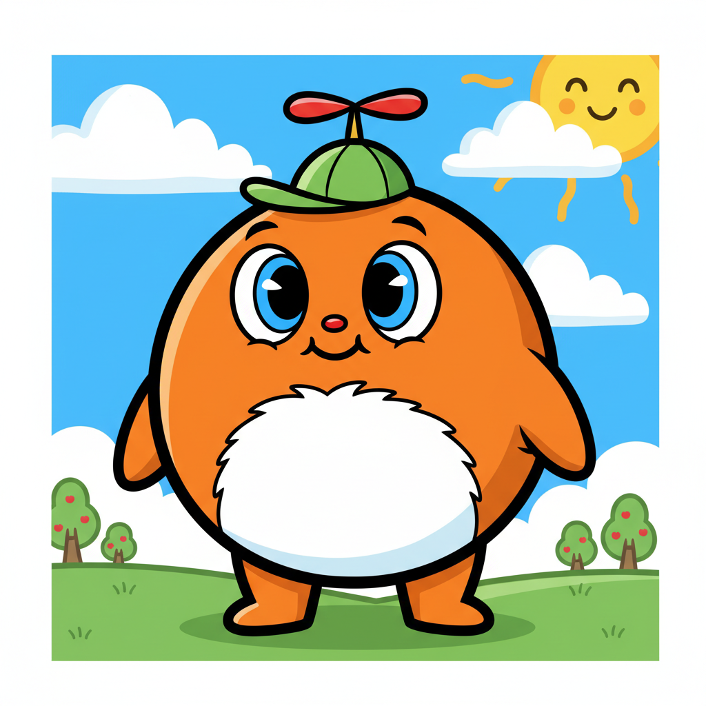 AI cartoon image generator — classic 2D hand-drawn cartoon character with bold outlines and bright flat colors