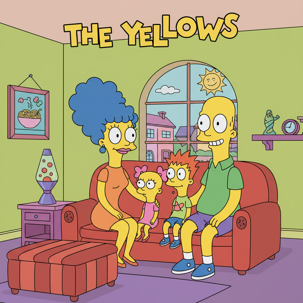 AI cartoon image generator — adult animation sitcom style character with exaggerated features and flat vibrant colors