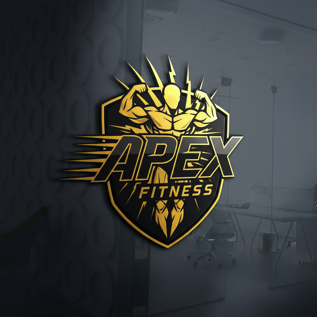 Nano Banana logo generator bold modern fitness gym logo with athletic dynamic typography in electric yellow and black