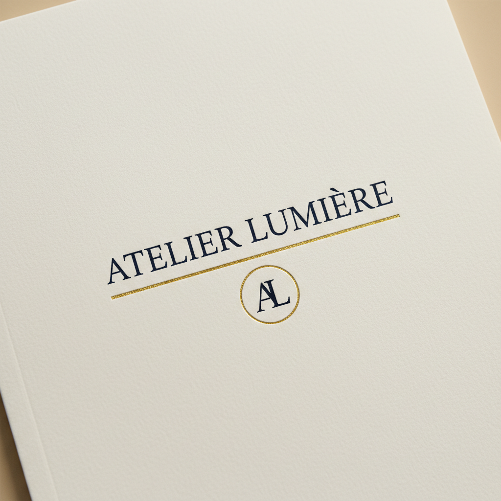 Nano Banana logo generator luxury fashion boutique wordmark with thin serif type and gold foil accent on cream background