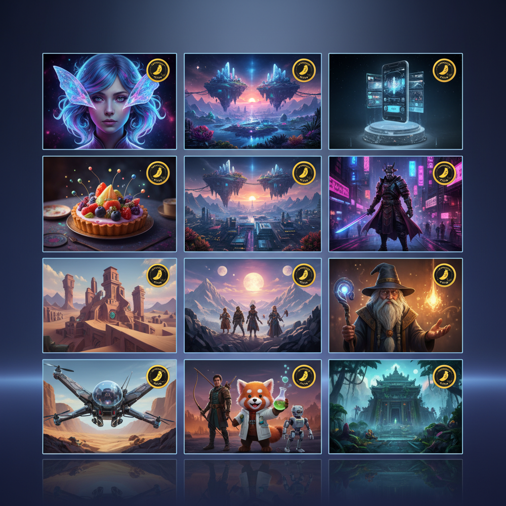 Free Nano Banana Pro unlimited gallery — high-quality AI-generated images showing diverse Pro-tier samples in premium showcase grid