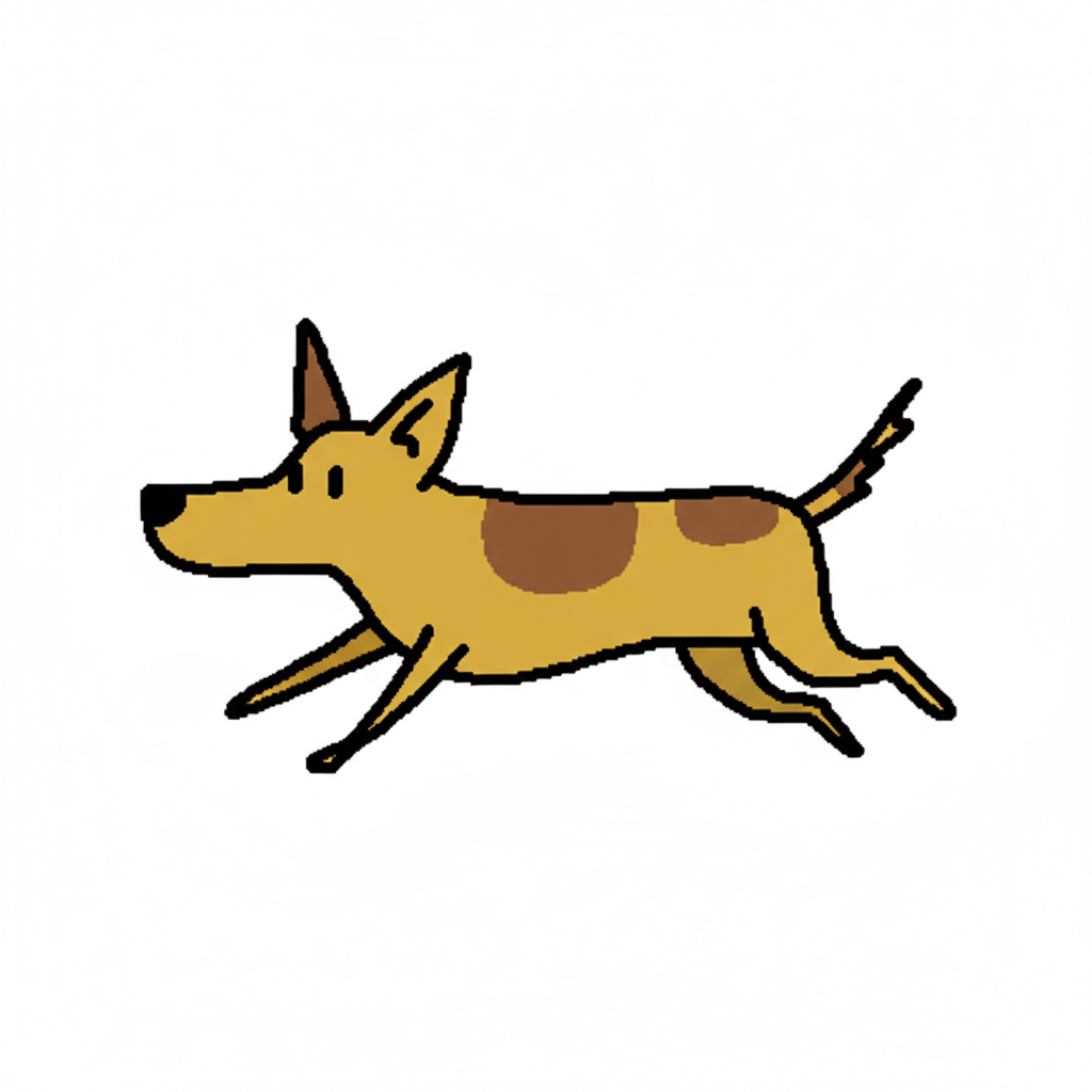 AI MS Paint pathetic redraw of a dog — scribbly, clumsy, mouse-drawn dog with flat colours and no shading, deliberately bad art generated by GPT Image 2 Pro