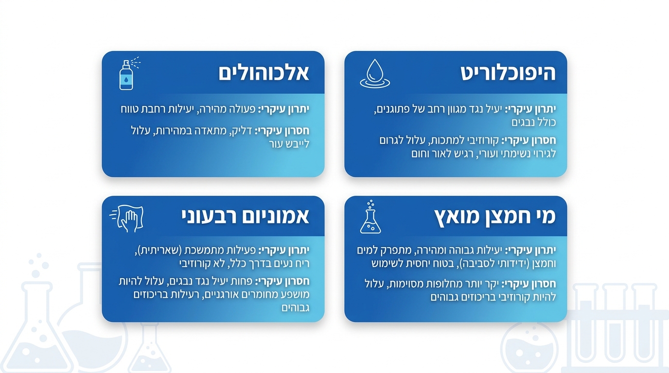 אזורי חיטוי במוסד רפואי ורמות הסיכון לפי אזור