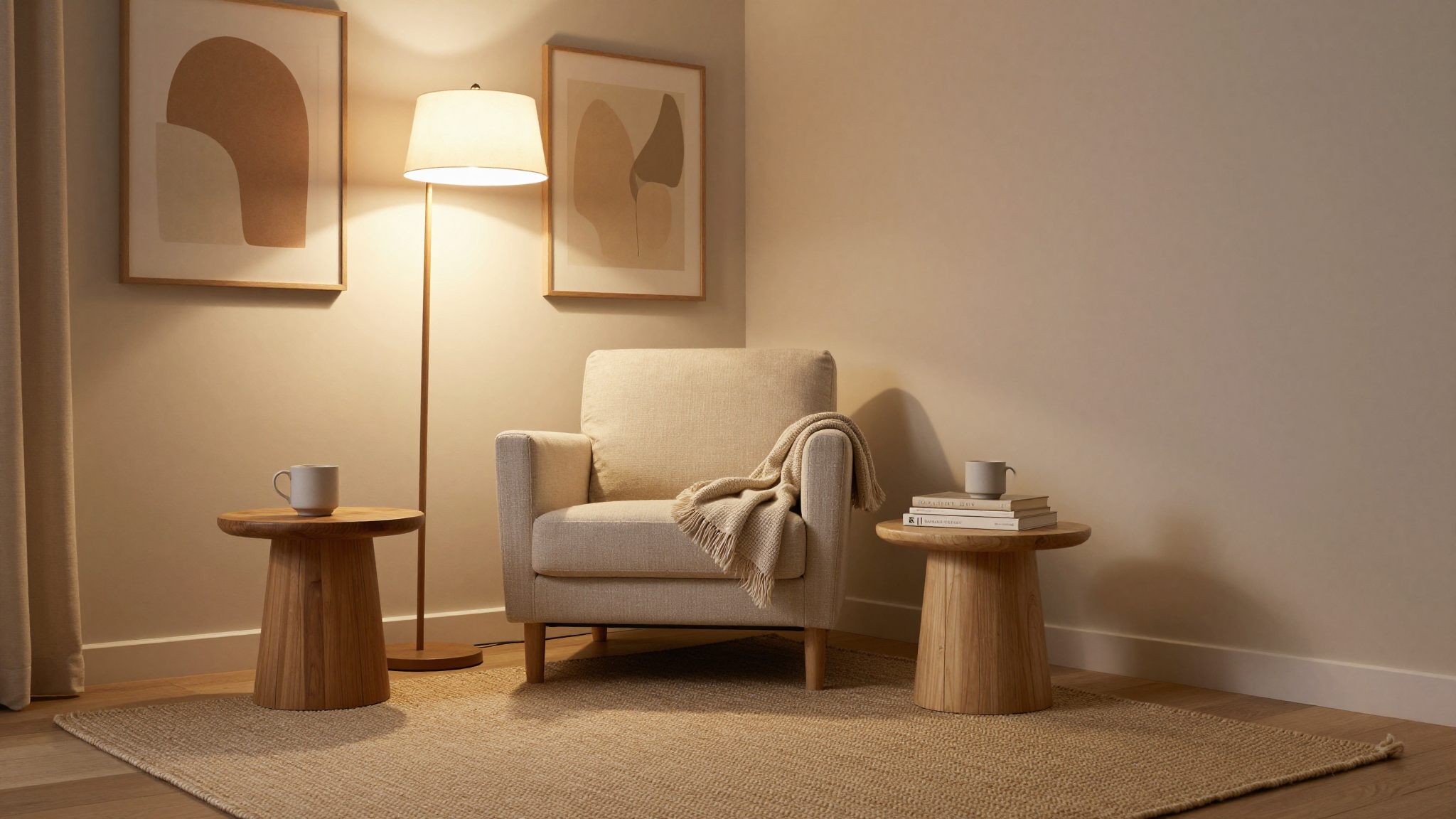 나만의 아늑한 쉼터, 웜 미니멀리즘 조명 & 컬러 매치 완벽 가이드: 공간 디자이너의 섬세한 터치